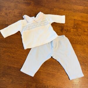 Magnolia Baby White and Light Blue Outfit